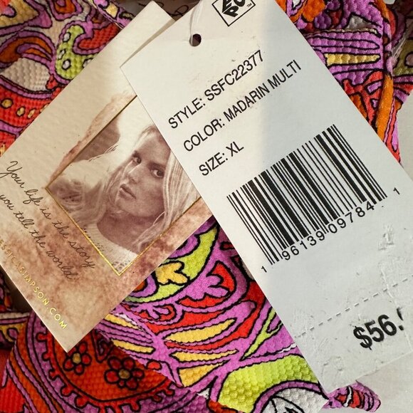 Jessica Simpson Womens Size XL Orange Pink Print Bikini Top Swim Separates NWT - Picture 7 of 8